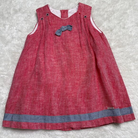 Pili Carrera Baby Girl's Red Grey Sleeveless Pleated A-Line Dress Size 3